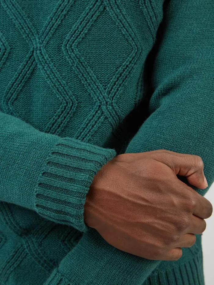 Ben Sherman Sweaters and Knits Men Chunky CableKnit Crewneck Sweater 8211 Ocean Green