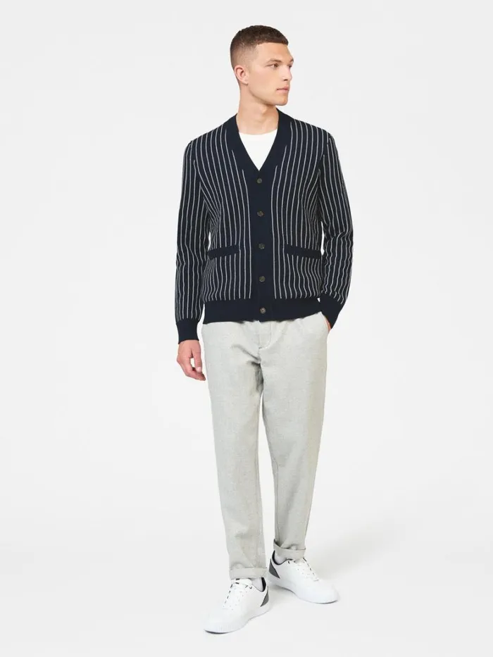 Ben Sherman Sweaters and Knits Men Jacquard Stripe Knit Cardigan 8211 Dark Navy Ben Sherman Sweaters and Knits Men Jacquard Stripe Knit Cardigan 8211 Dark Navy