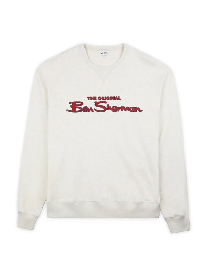Ben Sherman Sweatshirts and Hoodies Men Signature Logo Sweatshirt 8211 Ecru