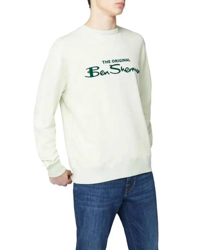 Ben Sherman Sweatshirts and Hoodies Men Signature Logo Sweatshirt 8211 Light Green