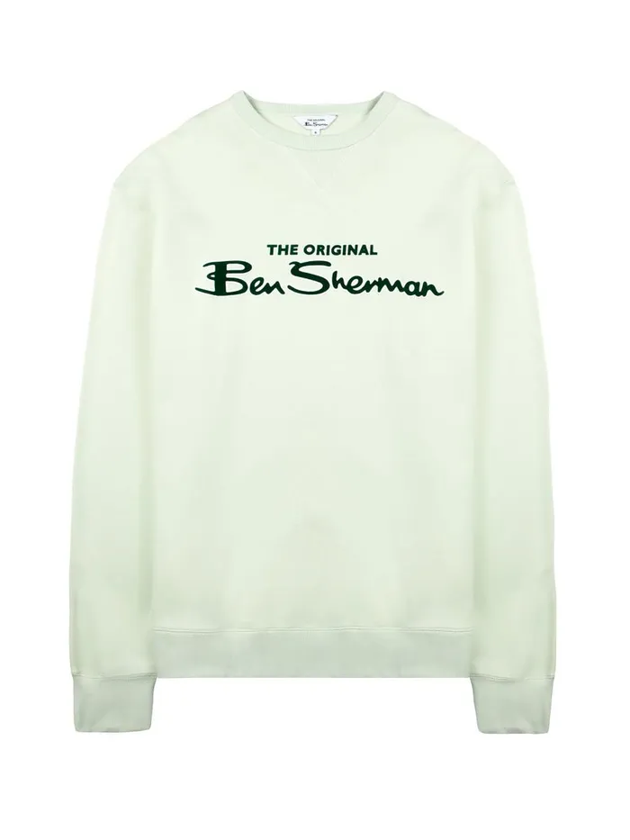 Ben Sherman Sweatshirts and Hoodies Men Signature Logo Sweatshirt 8211 Light Green