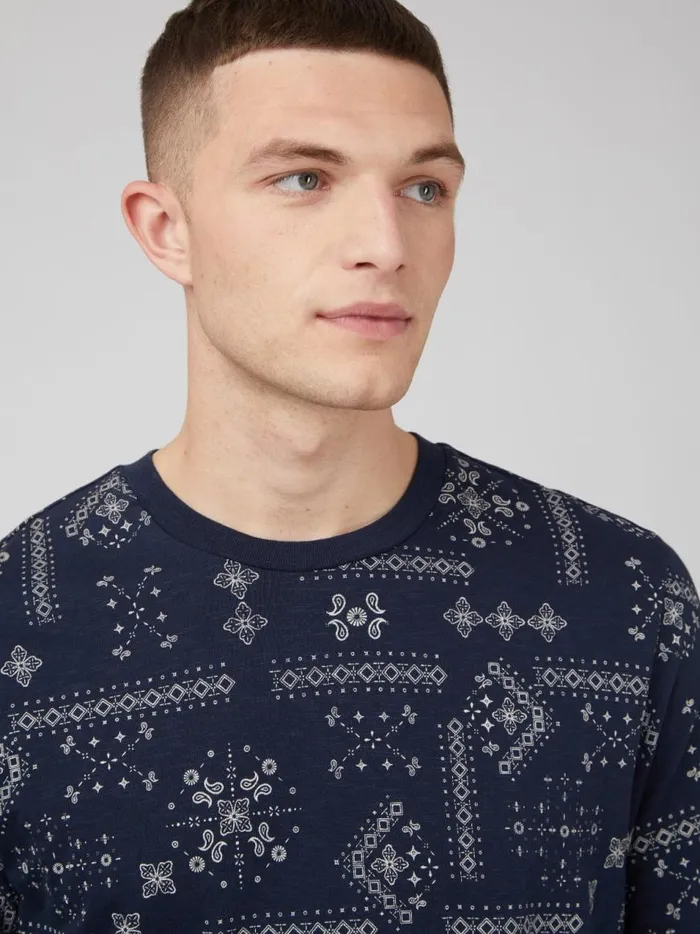 Ben Sherman TShirts and Graphic Tees Men Geo Print Graphic Tee 8211 Navy