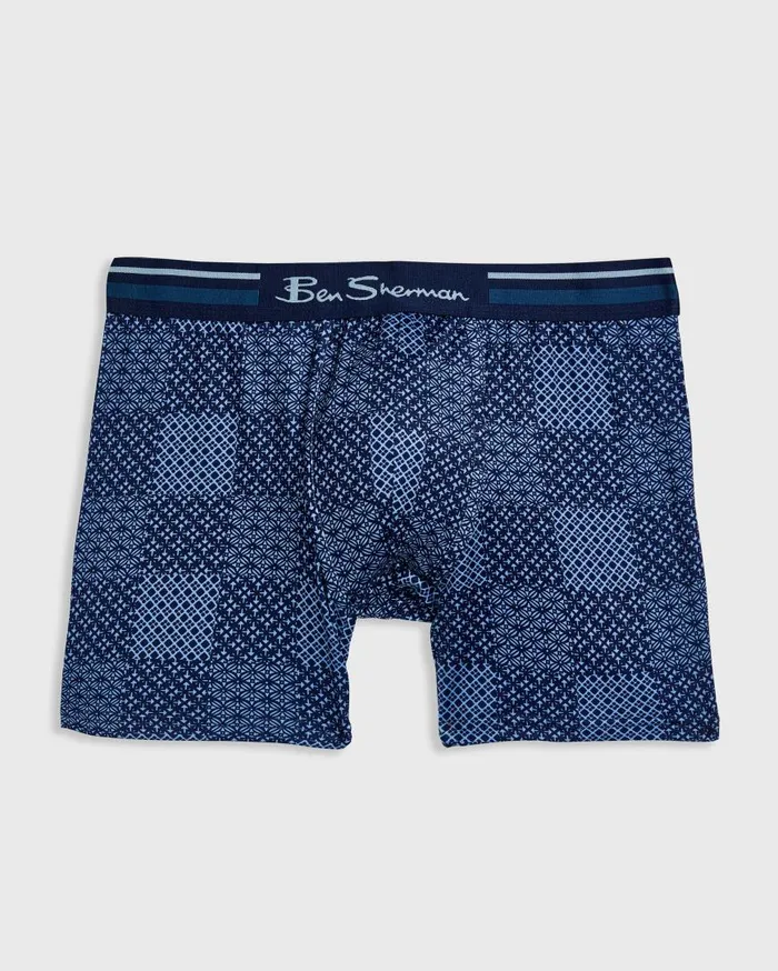 Ben Sherman Underwear Men 4Pack Microfiber Boxers 8211 CheckBlueGreyBlack