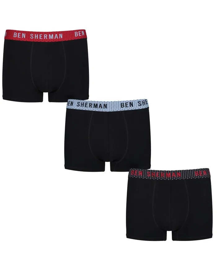 Ben Sherman Underwear Men Ethan 3Pack Fitted NoFly BoxerBriefs 8211 Black