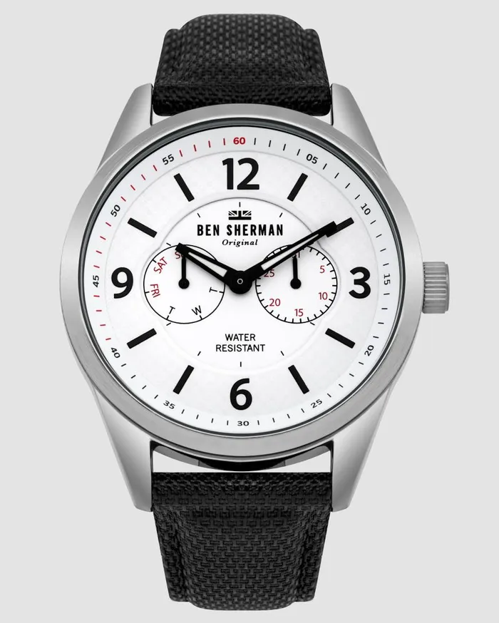 Ben Sherman Watches Men Big Carnaby Utility Watch 8211 BlackWhiteSilver
