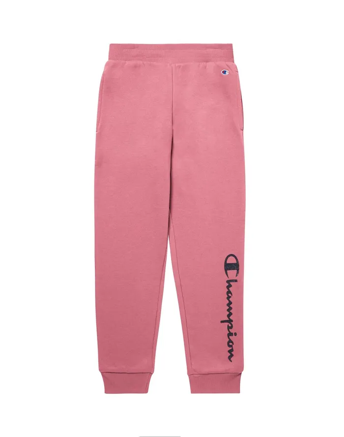 Big Girls Powerblend Joggers Glitter Script Logo 245034 Terracotta Pink Kids Champion Pants and Leggings Big Girls Powerblend Joggers Glitter Script Logo 245034 Terracotta Pink Kids Champion Pants and Leggings