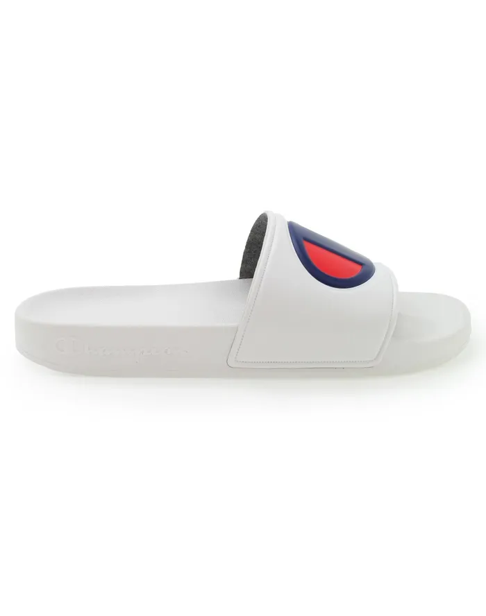 Big Kids039 Slide Sandals C Logo White Kids Champion Lifestyle