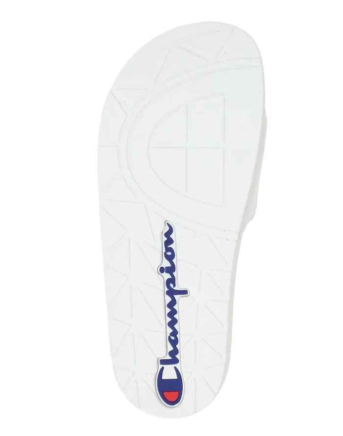 Big Kids039 Slide Sandals C Logo White Kids Champion Lifestyle