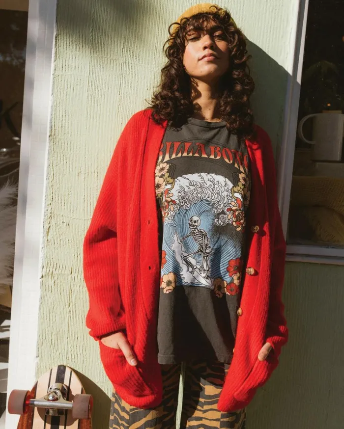 Big Wave TShirt Off Black Women Billabong Graphic Tees and Tanks