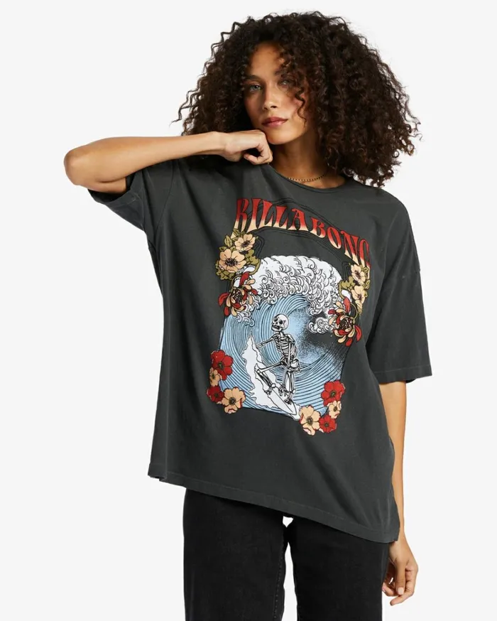 Big Wave TShirt Off Black Women Billabong Graphic Tees and Tanks