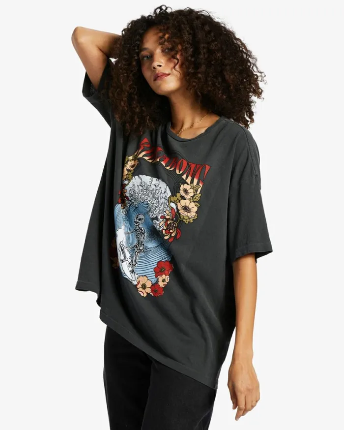 Big Wave TShirt Off Black Women Billabong Graphic Tees and Tanks