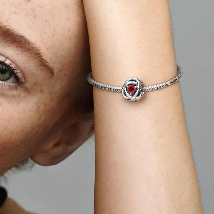 Birthstone Charms Women Pandora July Birthstone Eternity Circle Charm Red
