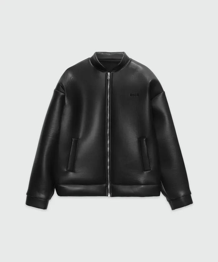 Black FauxLeather Scuba Effect Jacket Women MSGM Jackets And Coats