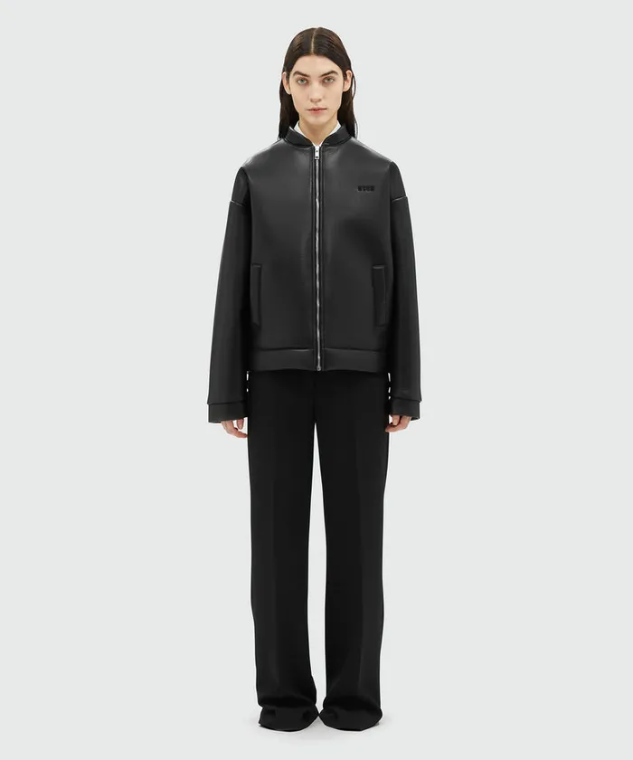 Black FauxLeather Scuba Effect Jacket Women MSGM Jackets And Coats