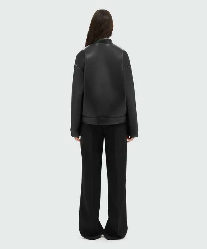 Black FauxLeather Scuba Effect Jacket Women MSGM Jackets And Coats