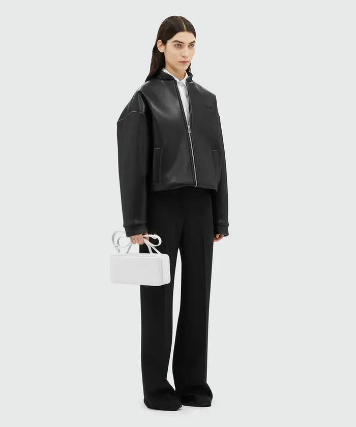 Black FauxLeather Scuba Effect Jacket Women MSGM Jackets And Coats
