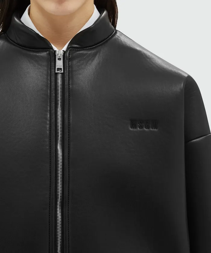 Black FauxLeather Scuba Effect Jacket Women MSGM Jackets And Coats