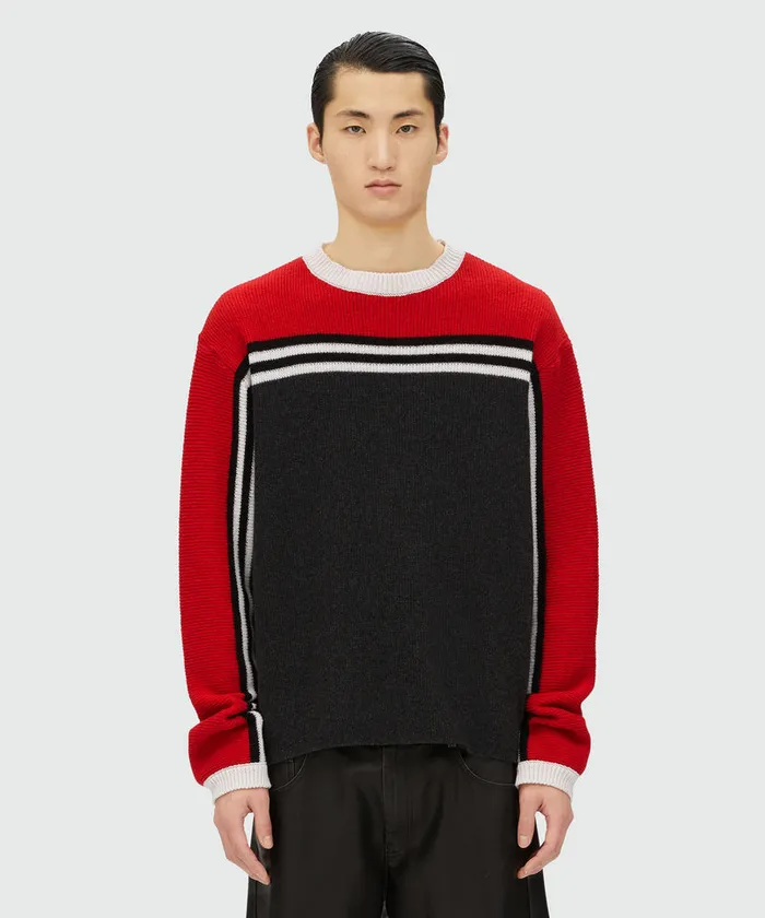 Blended Wool Sweater With Jacquard Motif Men MSGM Knitwear
