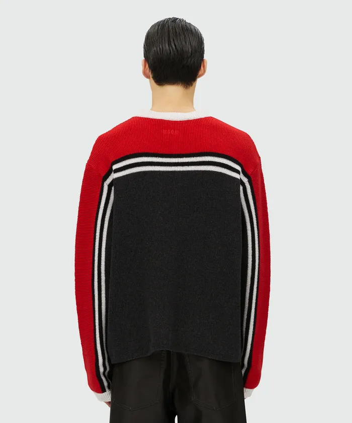 Blended Wool Sweater With Jacquard Motif Men MSGM Knitwear