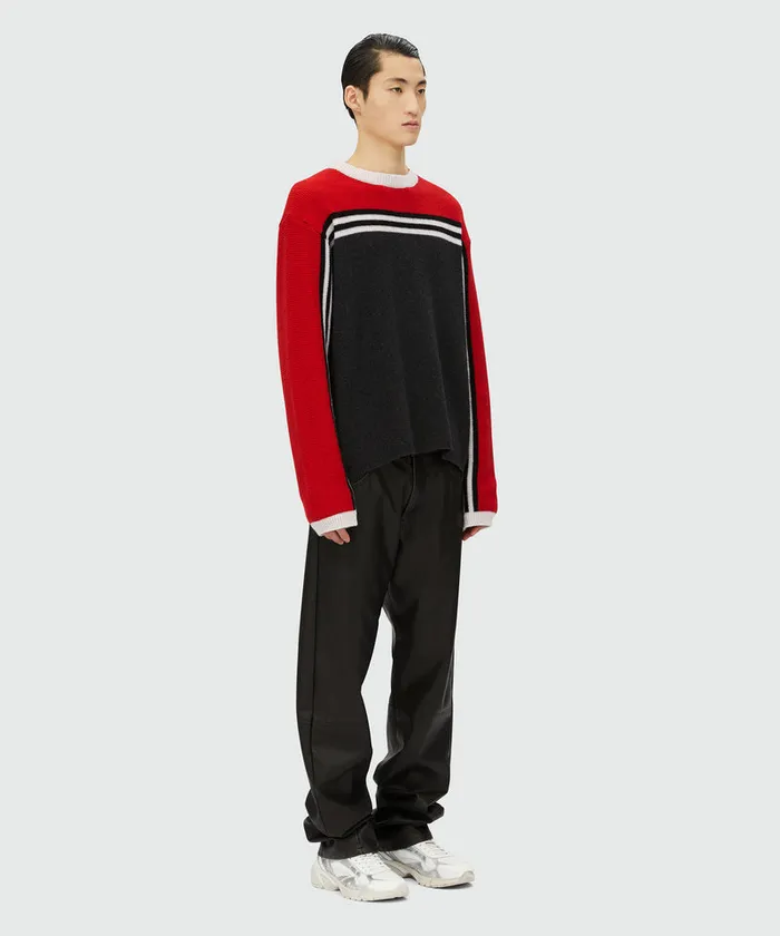 Blended Wool Sweater With Jacquard Motif Men MSGM Knitwear