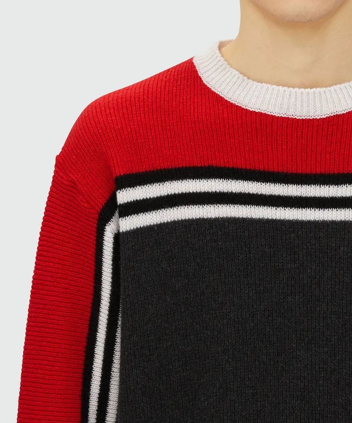 Blended Wool Sweater With Jacquard Motif Men MSGM Knitwear