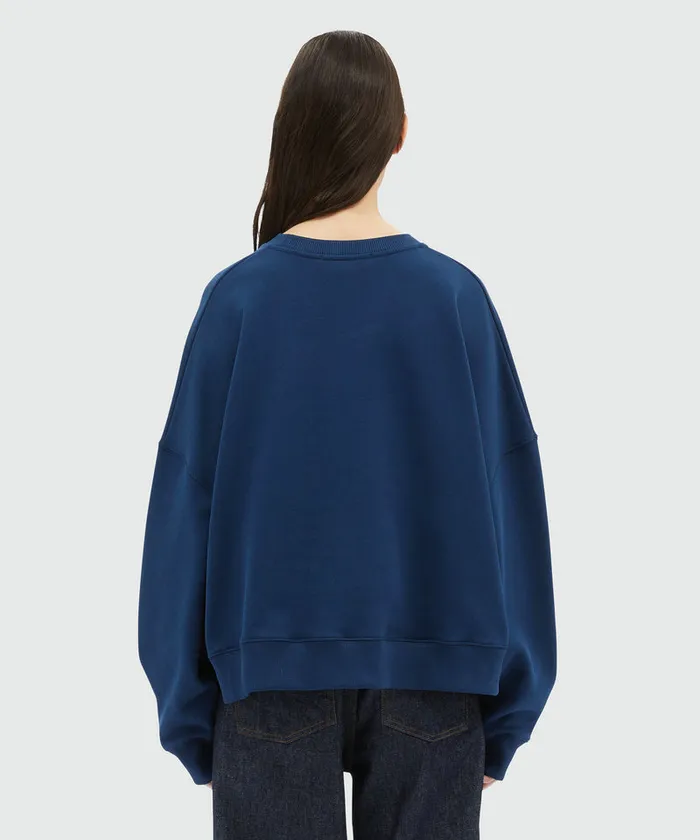 Blue Jersey Sweatshirt With Mirco Logo Print Women MSGM Hoodies And Sweatshirts