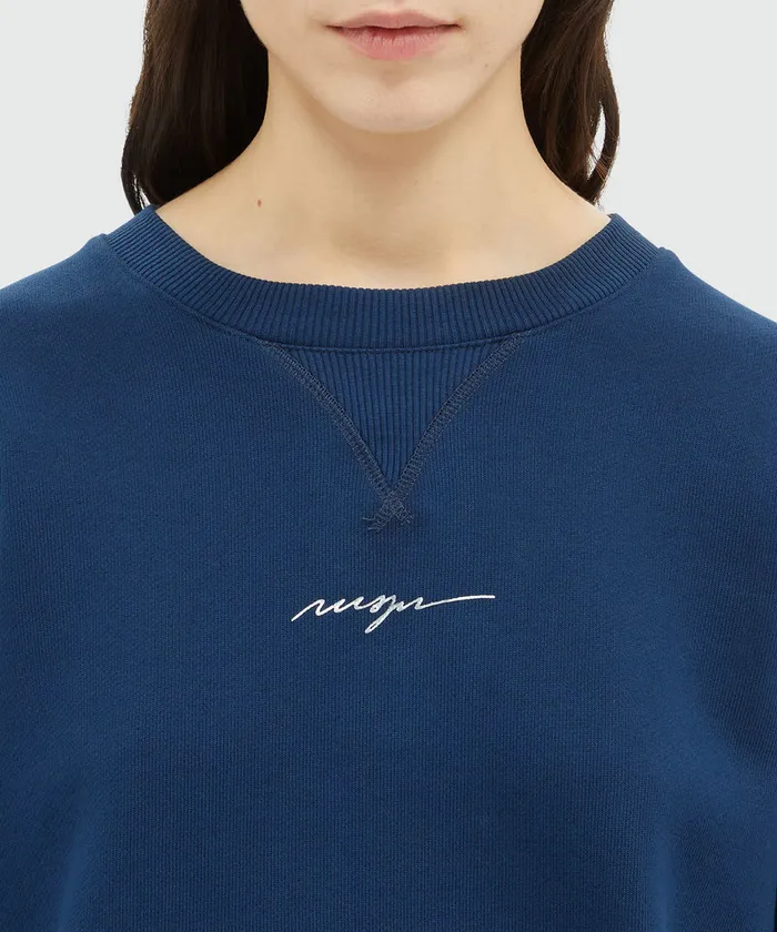 Blue Jersey Sweatshirt With Mirco Logo Print Women MSGM Hoodies And Sweatshirts