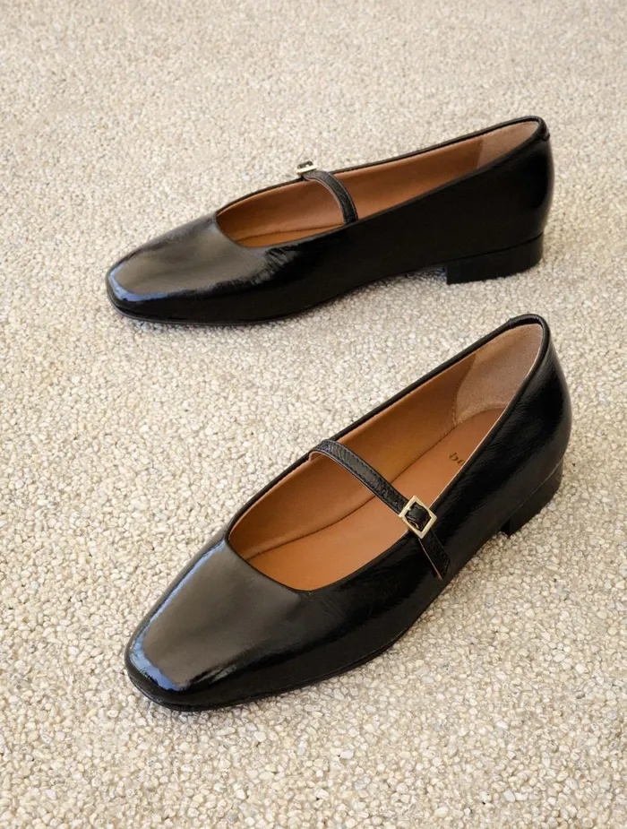 Bobbies Ballet Flats Mikie Black Vinyl 8211 Women