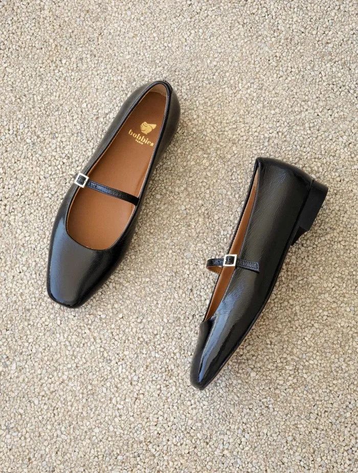 Bobbies Ballet Flats Mikie Black Vinyl 8211 Women