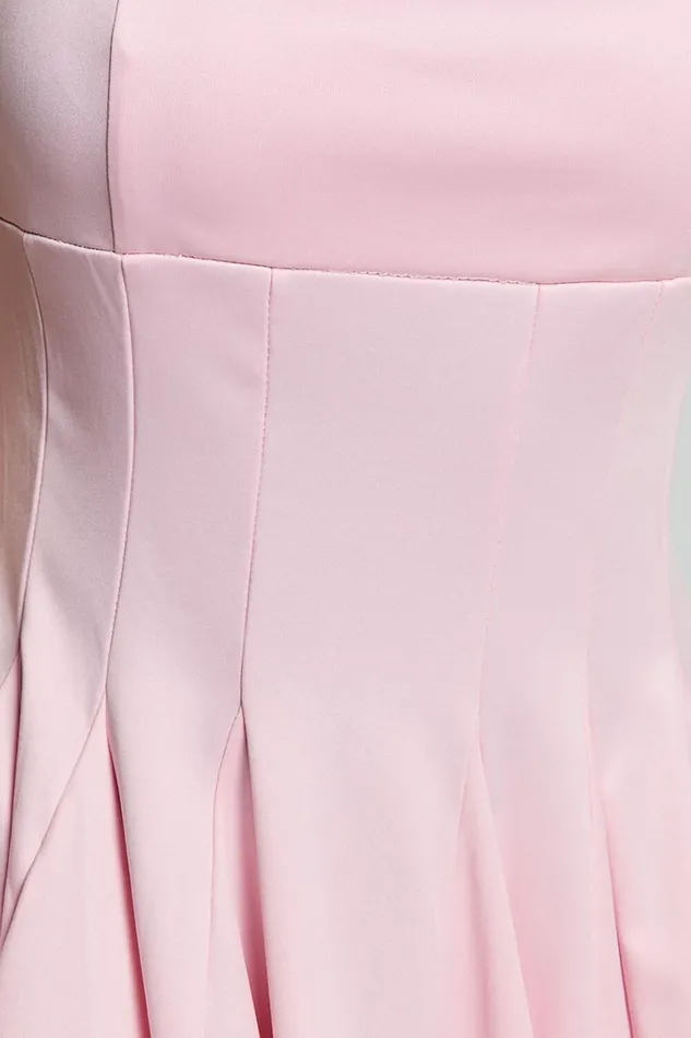 Bonnie Mini Dress 8211 Straight Neck Fit And Flare Dress In Pink Women Showpo Dresses