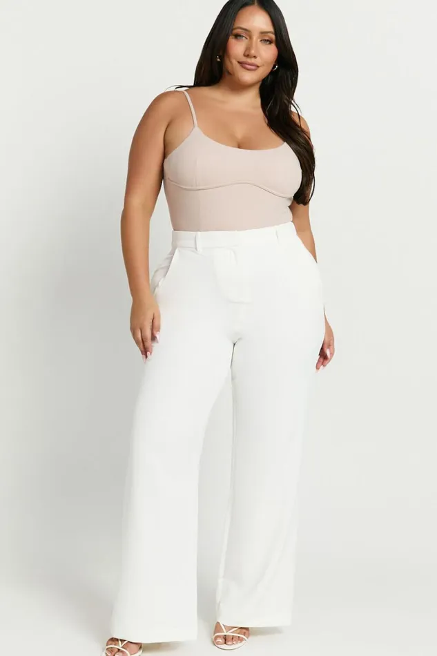 Bonnie Pants 8211 High Waisted Tailored Wide Leg Pants In White Women Showpo Modest Clothing