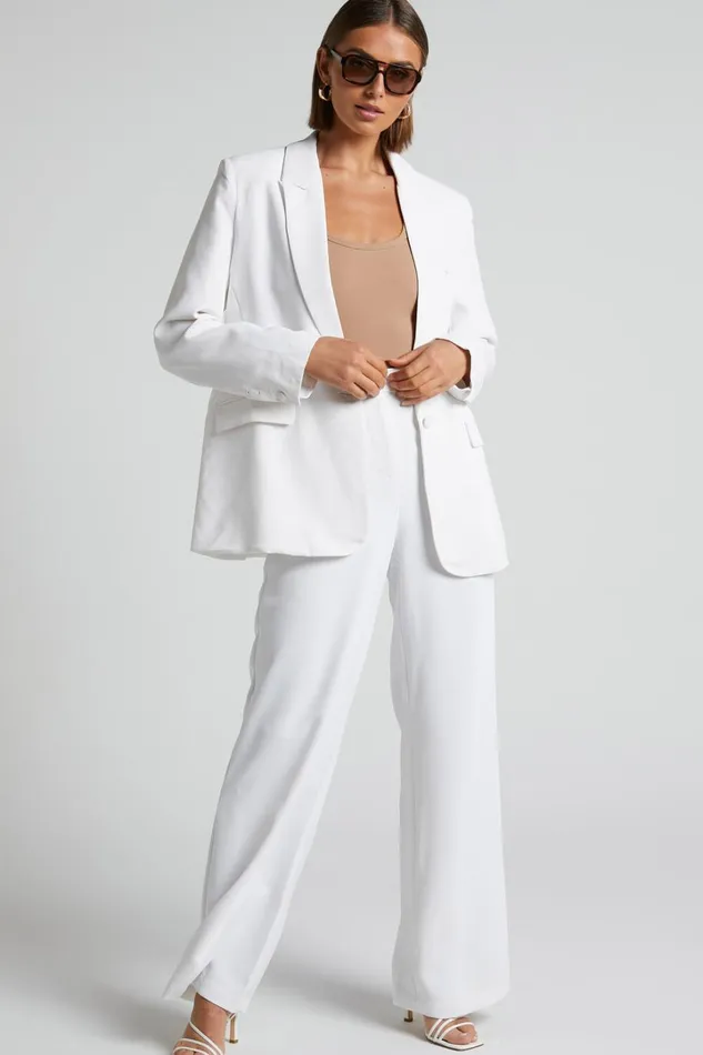 Bonnie Pants 8211 High Waisted Tailored Wide Leg Pants In White Women Showpo Modest Clothing