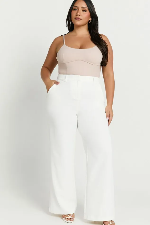 Bonnie Pants 8211 High Waisted Tailored Wide Leg Pants In White Women Showpo Modest Clothing