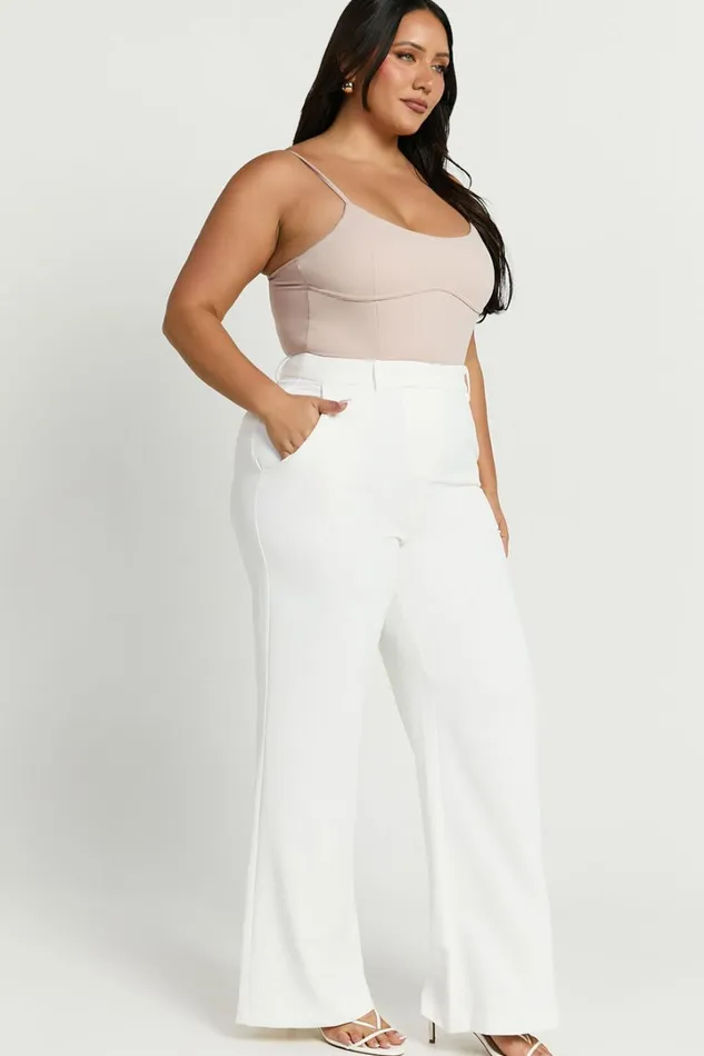 Bonnie Pants 8211 High Waisted Tailored Wide Leg Pants In White Women Showpo Modest Clothing