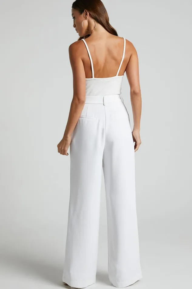 Bonnie Pants 8211 High Waisted Tailored Wide Leg Pants In White Women Showpo Modest Clothing