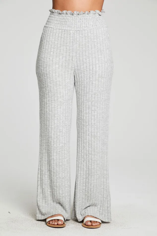 Bottoms Chaser Brand Womens Poor Boy Rib Smocked Waist Wide Leg Pant