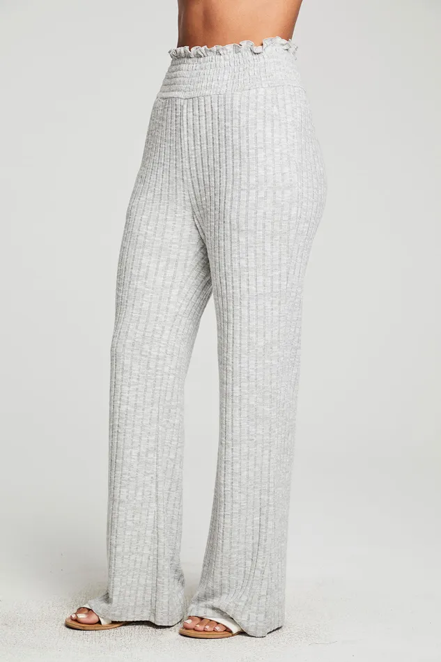 Bottoms Chaser Brand Womens Poor Boy Rib Smocked Waist Wide Leg Pant