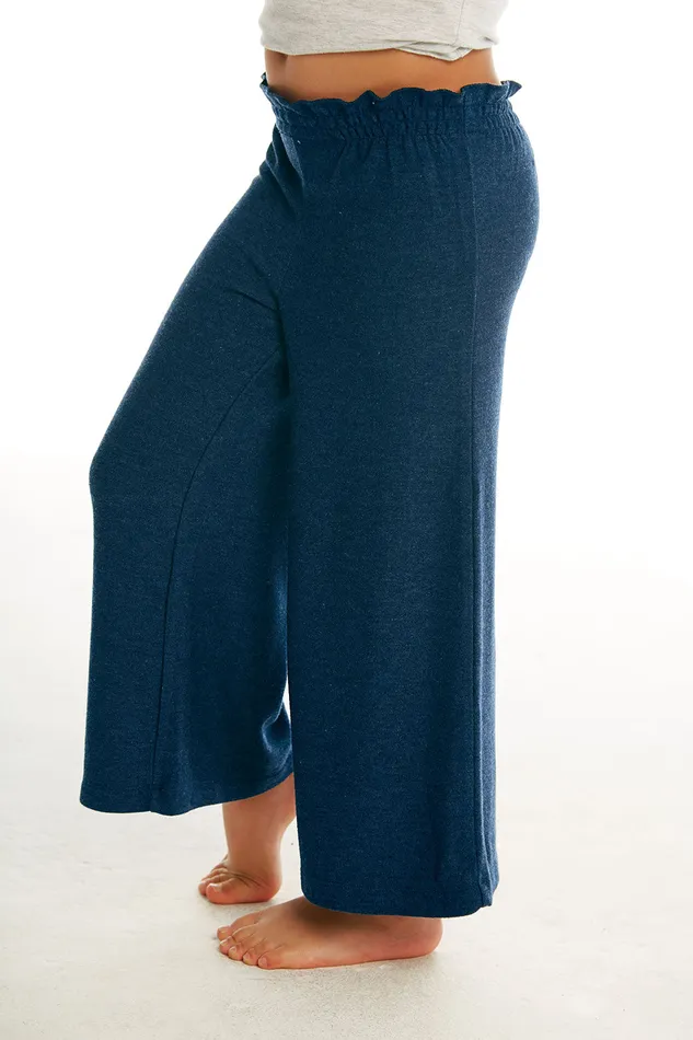 Bottoms Girls Chaser Brand Cozy Knit Paperbag Waist Wide Leg Pant