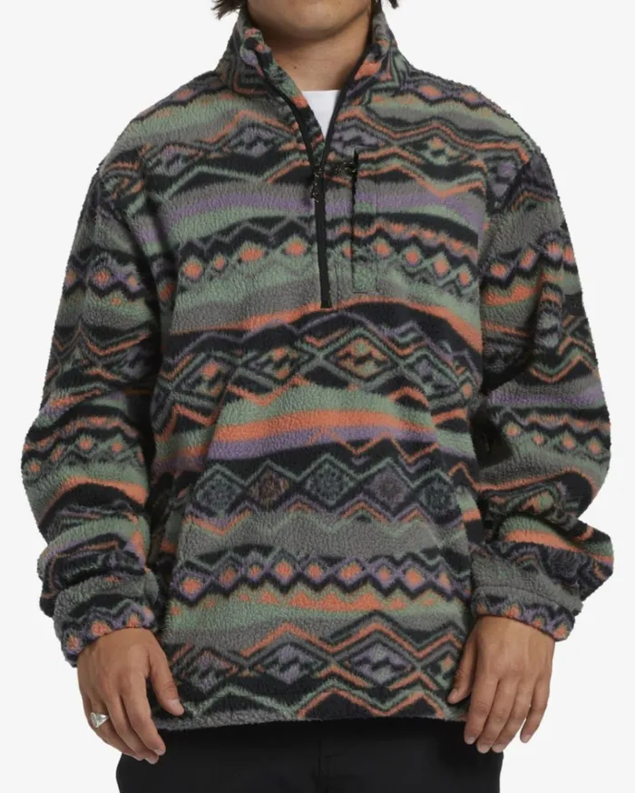 Boundary HalfZip Mock Neck Fleece Grey Violet Men Billabong Hoodies and Fleece