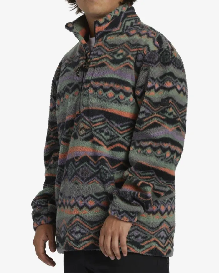 Boundary HalfZip Mock Neck Fleece Grey Violet Men Billabong Hoodies and Fleece