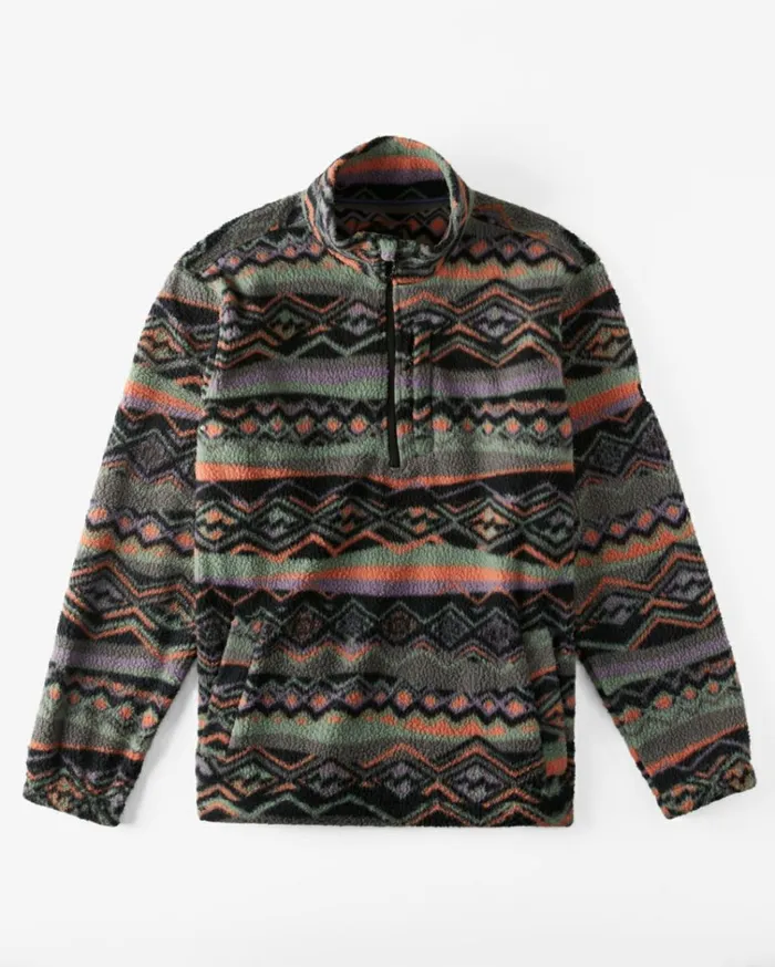 Boundary HalfZip Mock Neck Fleece Grey Violet Men Billabong Hoodies and Fleece