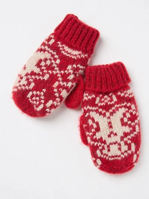 Boys Fatface Hats Gloves and Scarves Red Gingerbread Mittens
