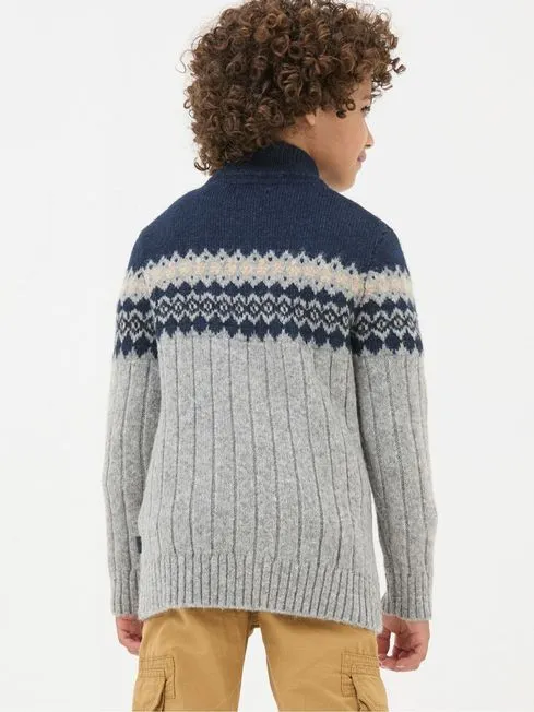 Boys Fatface Knitwear Grey Half Neck Jumper