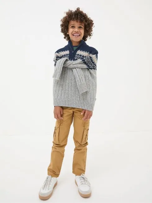 Boys Fatface Knitwear Grey Half Neck Jumper