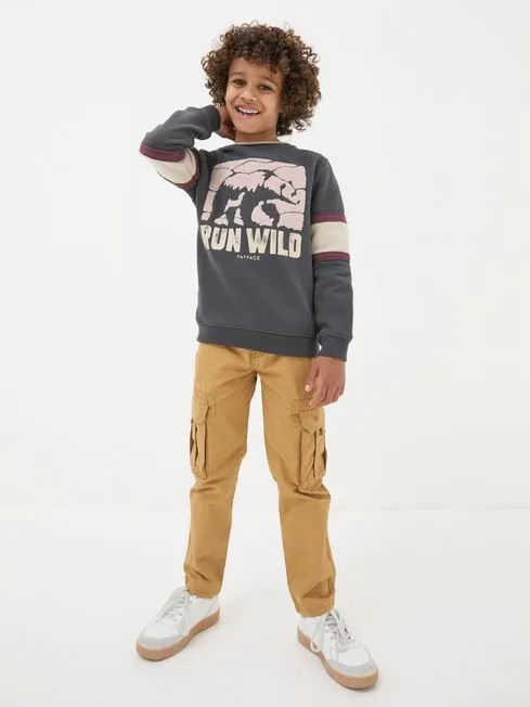 Boys Fatface Sweatshirts and Hoodies Grey Run Wild Sweatshirt