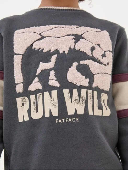 Boys Fatface Sweatshirts and Hoodies Grey Run Wild Sweatshirt