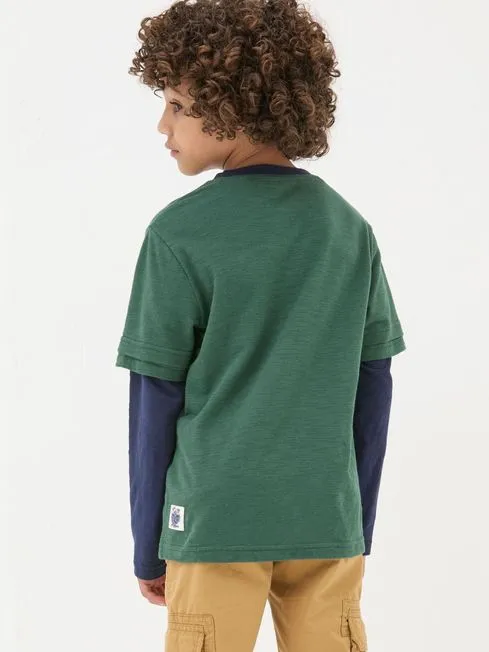 Boys Fatface TShirts and Polos Green Skate Layered TShirt Boys Fatface TShirts and Polos Green Skate Layered TShirt