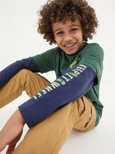 Boys Fatface TShirts and Polos Green Skate Layered TShirt Boys Fatface TShirts and Polos Green Skate Layered TShirt
