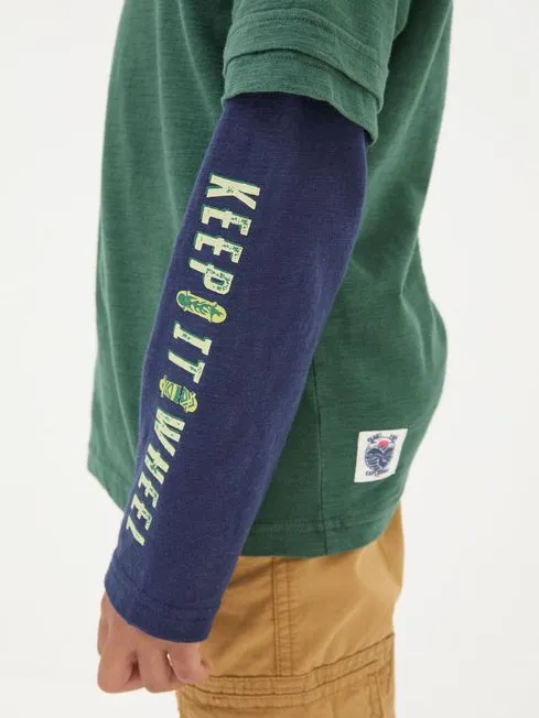 Boys Fatface TShirts and Polos Green Skate Layered TShirt Boys Fatface TShirts and Polos Green Skate Layered TShirt