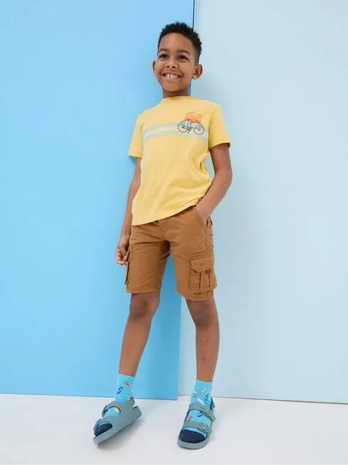 Boys Fatface TShirts and Polos Judes Yellow Chest Stripe TShirt